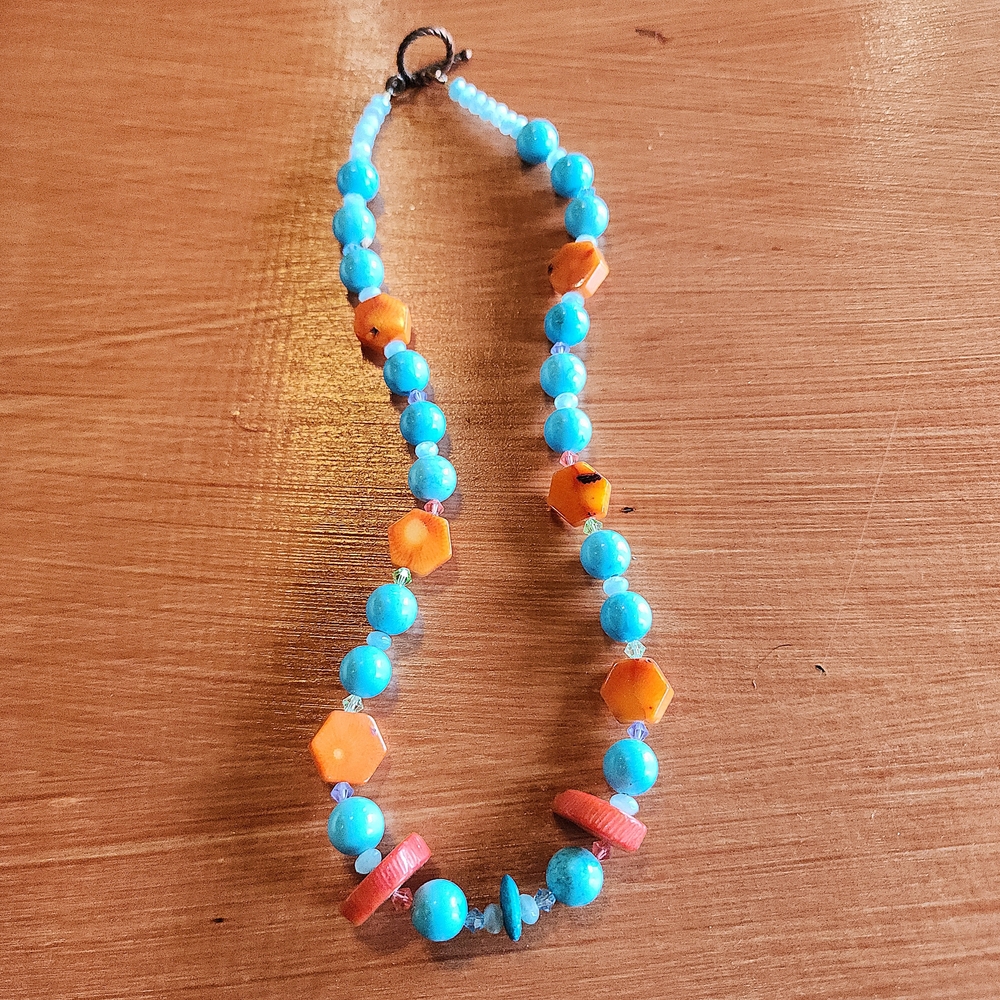 Shell And Agate Beaded Necklace